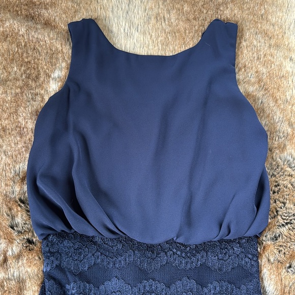 Navy Blue Dress With Lace Detail - Picture 2 of 8